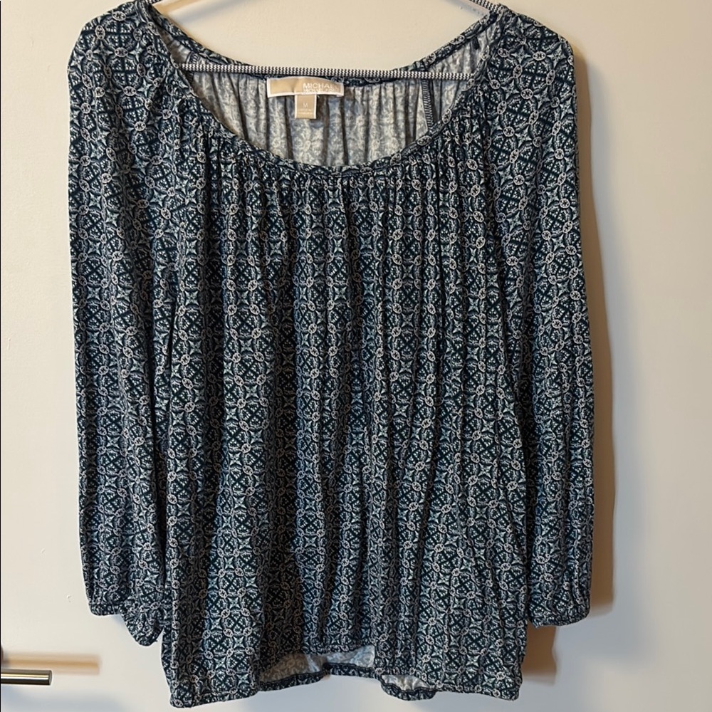 Michael Kors Women's Blue Patterned Top
